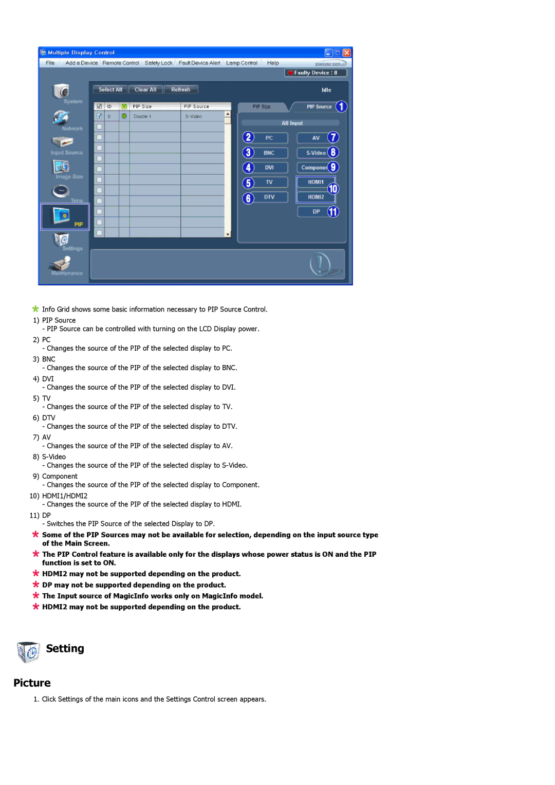 Samsung LH46LBTLBC/EN, LH40LBTLBC/EN, LH40LBPLBC/EN, LH55LBTLBC/EN, LH55LBPLBC/EN, LH46LBPLBC/EN, LH55LBTLBC/XJ Setting Picture 