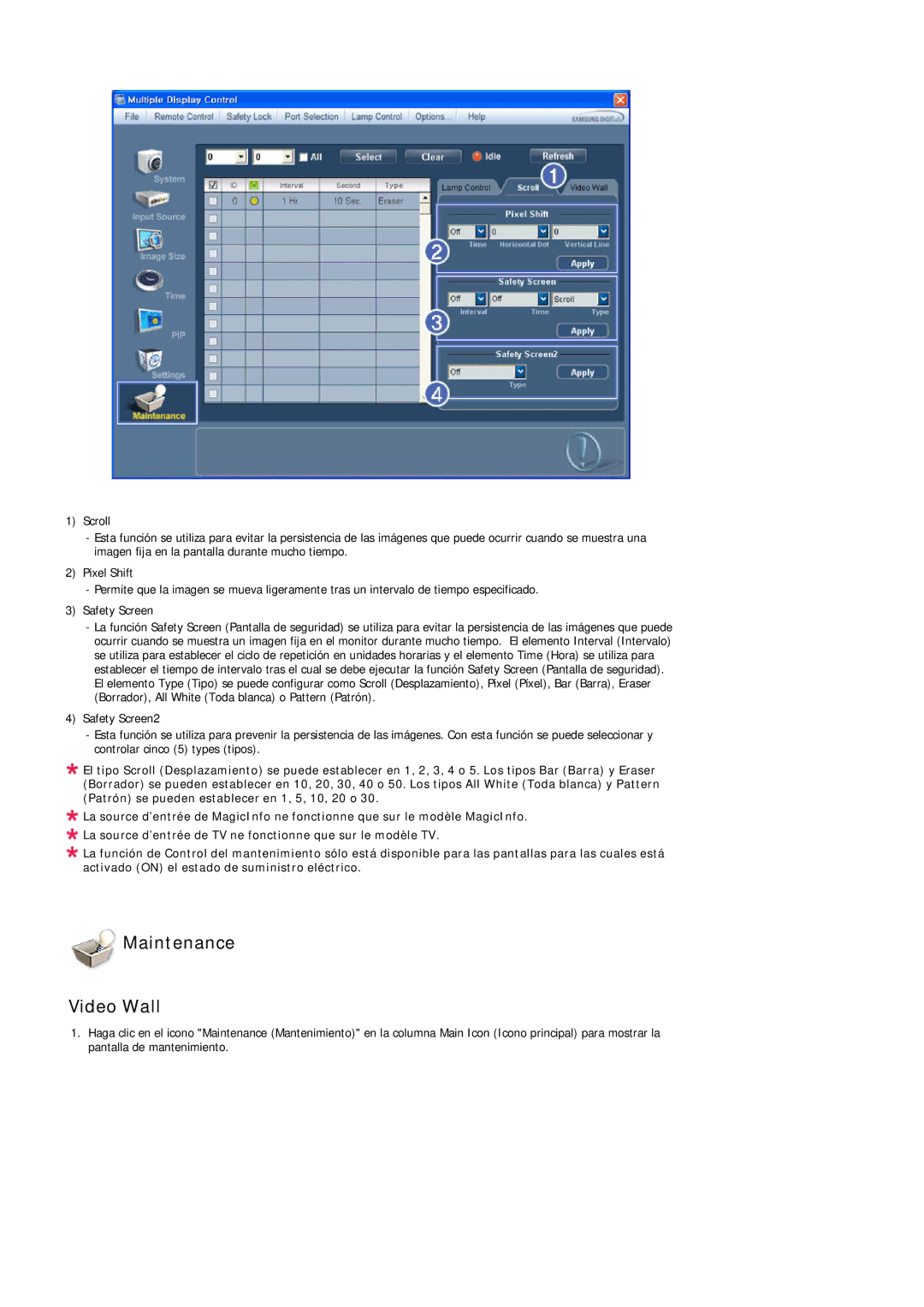 Samsung LH40LBPLBC/EN, LH40LBTLBC/EN, LH55LBTLBC/EN, LH55LBPLBC/EN, LH46LBTLBC/EN, LH46LBPLBC/EN manual Maintenance Video Wall 