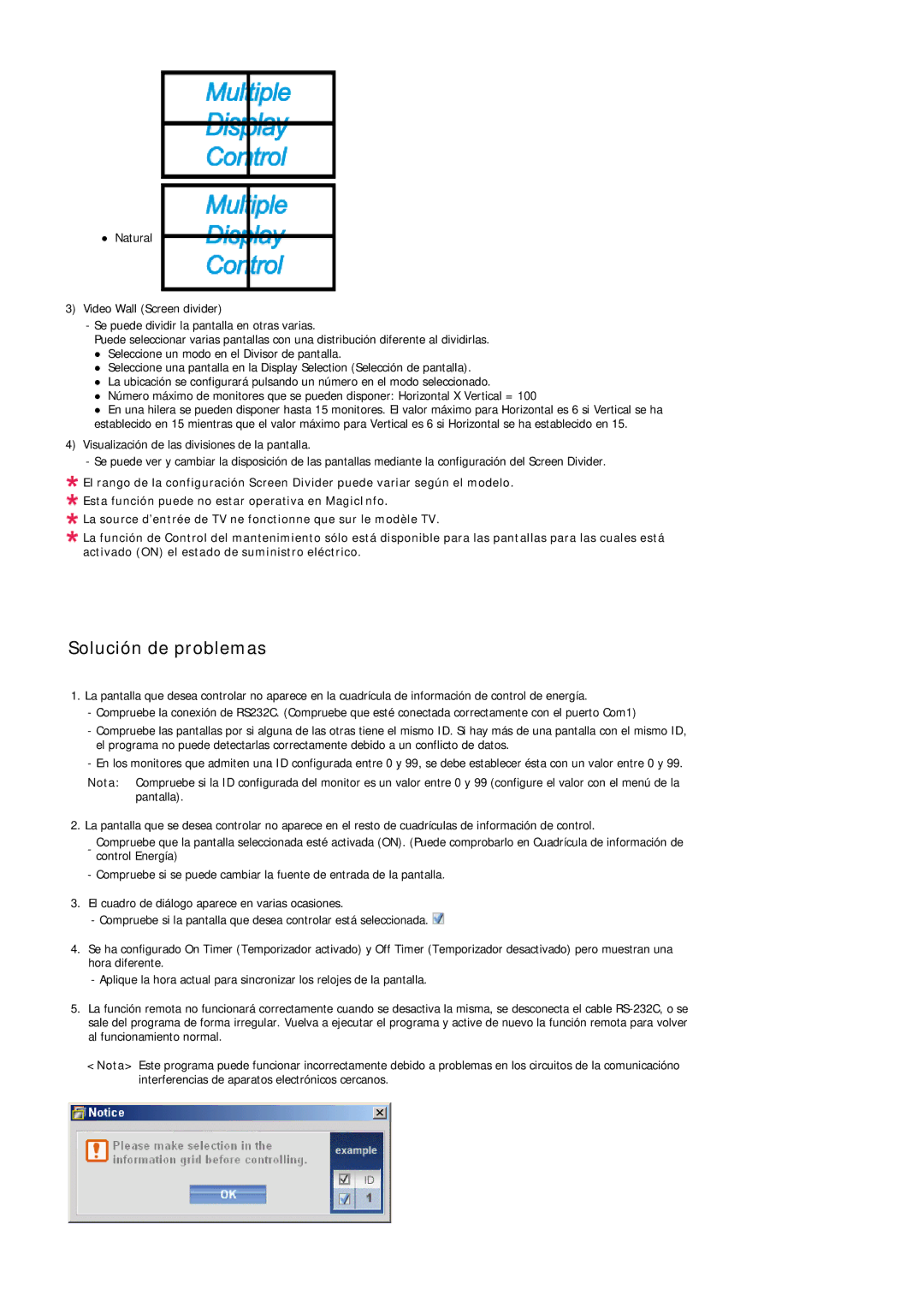 Samsung LH55LBPLBC/EN, LH40LBTLBC/EN, LH40LBPLBC/EN, LH55LBTLBC/EN, LH46LBTLBC/EN, LH46LBPLBC/EN manual Solución de problemas 