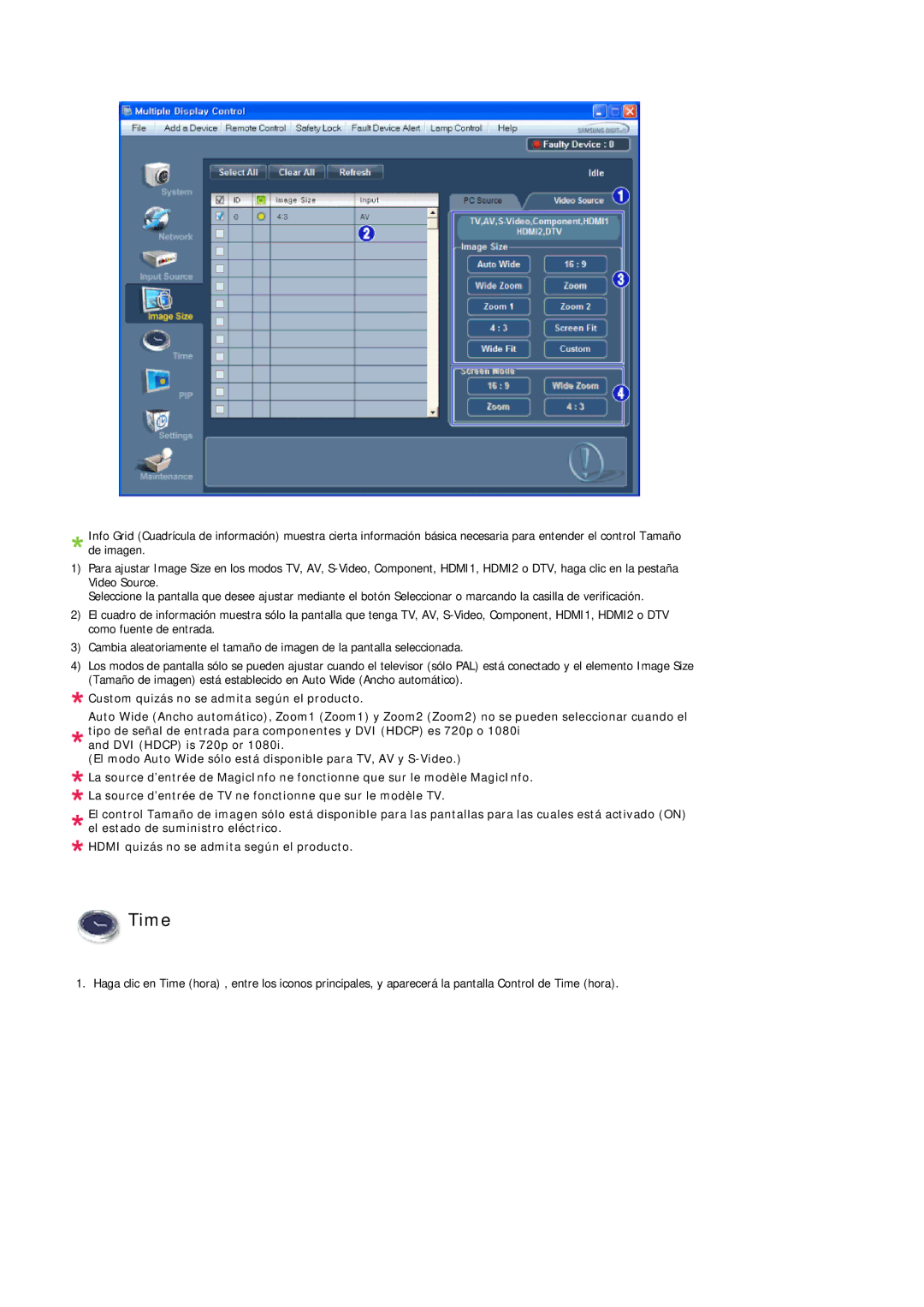 Samsung LH46LBPLBC/EN, LH40LBTLBC/EN, LH40LBPLBC/EN, LH55LBTLBC/EN, LH55LBPLBC/EN, LH46LBTLBC/EN, LH46LBTLBC/ZA manual Time 