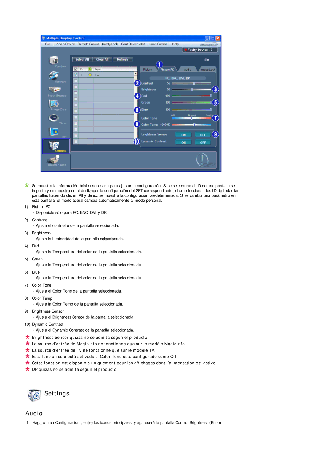 Samsung LH55LBPLBC/EN, LH40LBTLBC/EN, LH40LBPLBC/EN, LH55LBTLBC/EN, LH46LBTLBC/EN, LH46LBPLBC/EN, LH46LBTLBC/ZA Settings Audio 