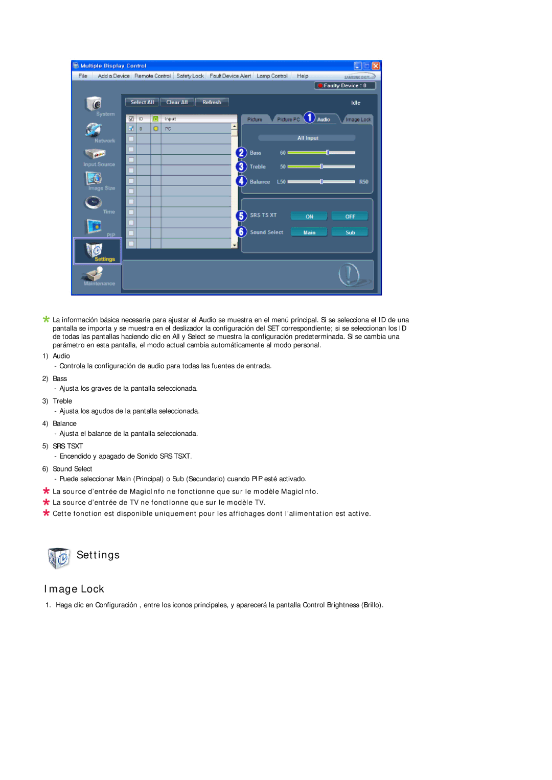 Samsung LH46LBTLBC/EN, LH40LBTLBC/EN, LH40LBPLBC/EN, LH55LBTLBC/EN, LH55LBPLBC/EN, LH46LBPLBC/EN manual Settings Image Lock 