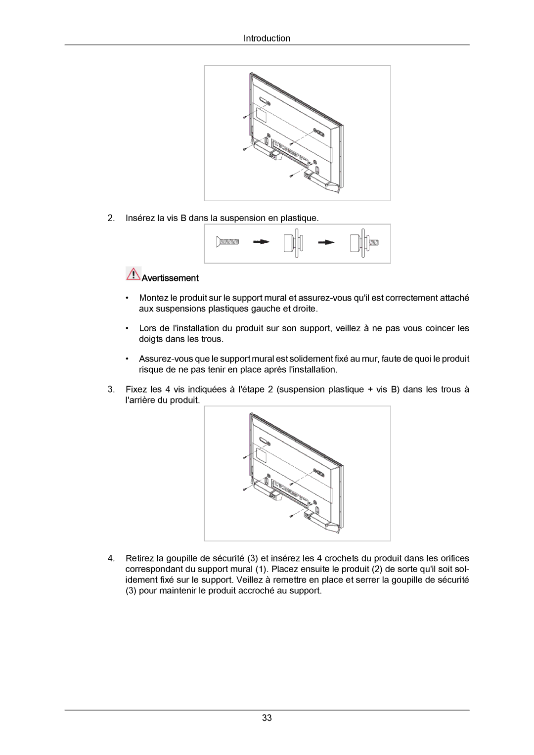 Samsung LH46LBTLBC/EN, LH40LBTLBC/EN, LH40LBPLBC/EN, LH55LBTLBC/EN, LH55LBPLBC/EN, LH46LBPLBC/EN manual Avertissement 