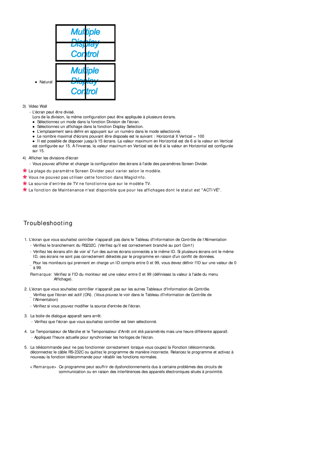 Samsung LH55LBTLBC/EN, LH40LBTLBC/EN, LH40LBPLBC/EN, LH55LBPLBC/EN, LH46LBTLBC/EN, LH46LBPLBC/EN manual Troubleshooting 