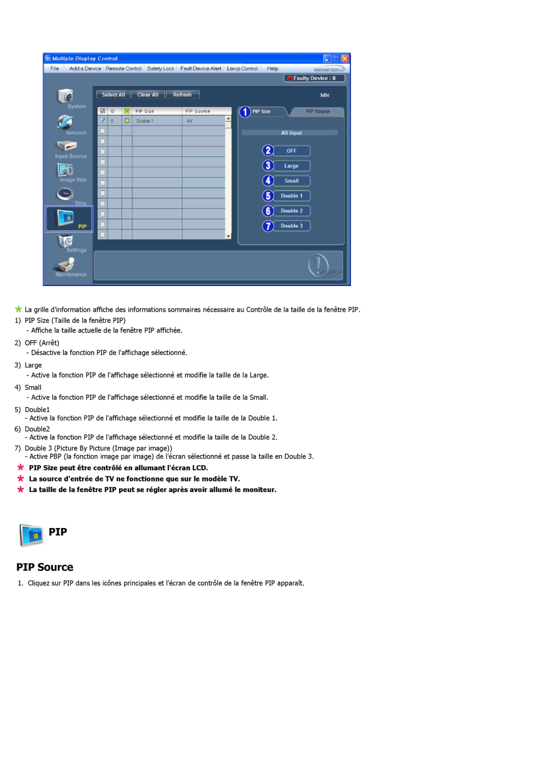 Samsung LH55LBTLBC/EN, LH40LBTLBC/EN, LH40LBPLBC/EN, LH55LBPLBC/EN, LH46LBTLBC/EN, LH46LBPLBC/EN manual PIP Source 