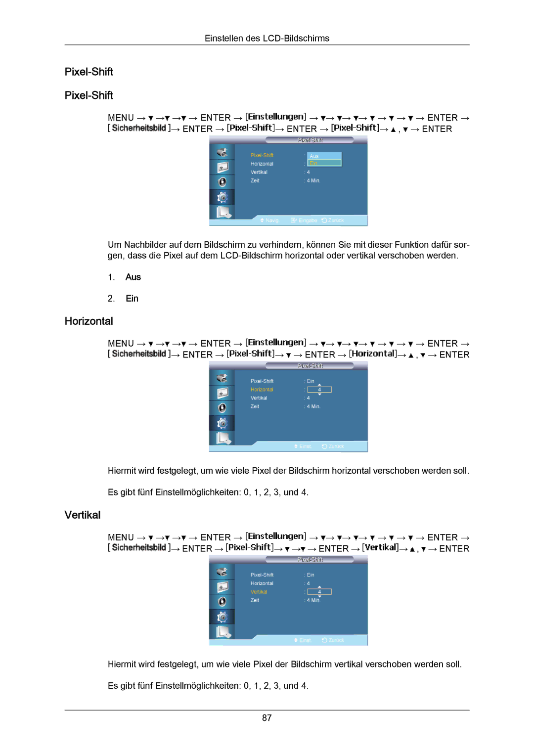 Samsung LH46LBTLBC/EN, LH40LBTLBC/EN, LH40LBPLBC/EN, LH55LBTLBC/EN, LH55LBPLBC/EN, LH46LBPLBC/EN manual Pixel-Shift 