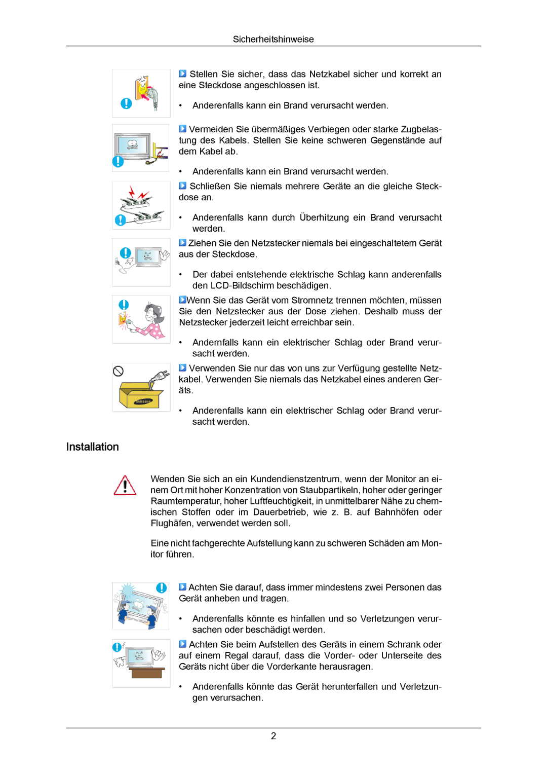 Samsung LH55LBPLBC/EN, LH40LBTLBC/EN, LH40LBPLBC/EN, LH55LBTLBC/EN, LH46LBTLBC/EN, LH46LBPLBC/EN manual Installation 