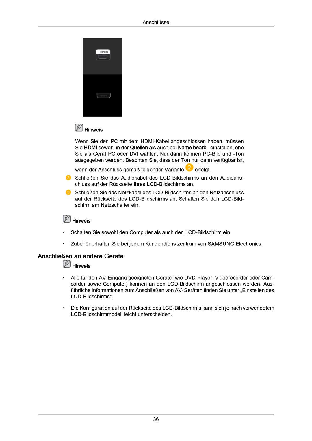 Samsung LH40LBPLBC/EN, LH40LBTLBC/EN, LH55LBTLBC/EN, LH55LBPLBC/EN, LH46LBTLBC/EN, LH46LBPLBC/EN Anschließen an andere Geräte 