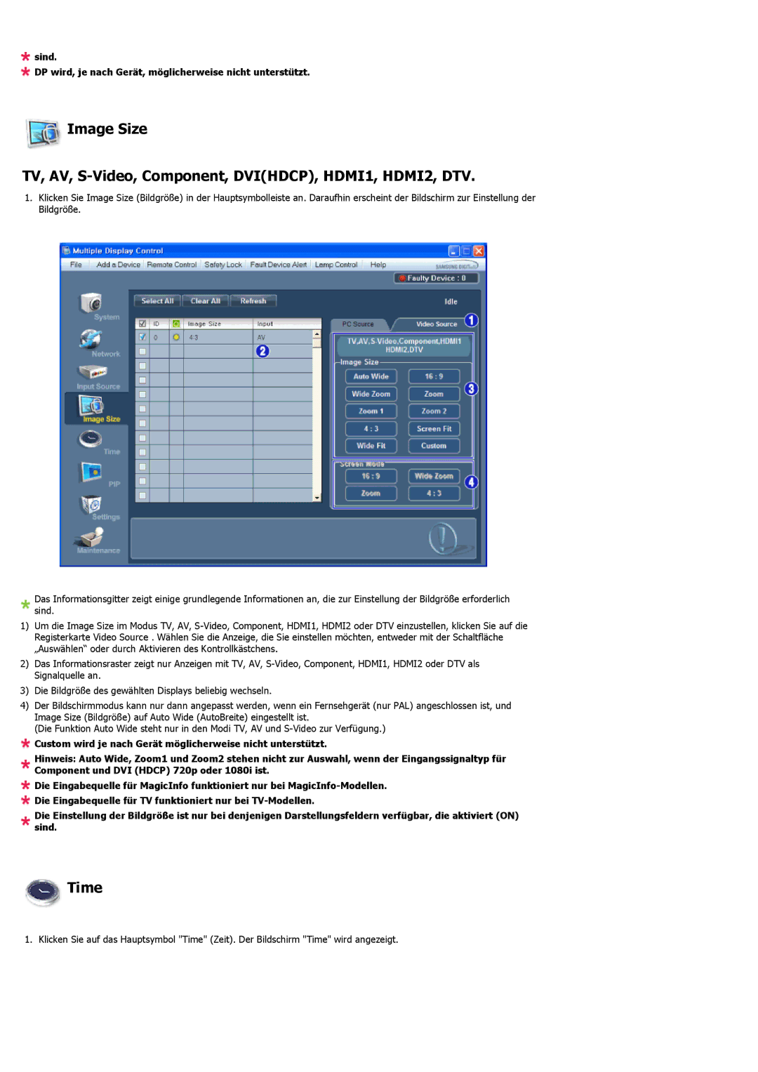 Samsung LH46LBPLBC/EN, LH40LBTLBC/EN, LH40LBPLBC/EN, LH55LBTLBC/EN, LH55LBPLBC/EN, LH46LBTLBC/EN manual Time 