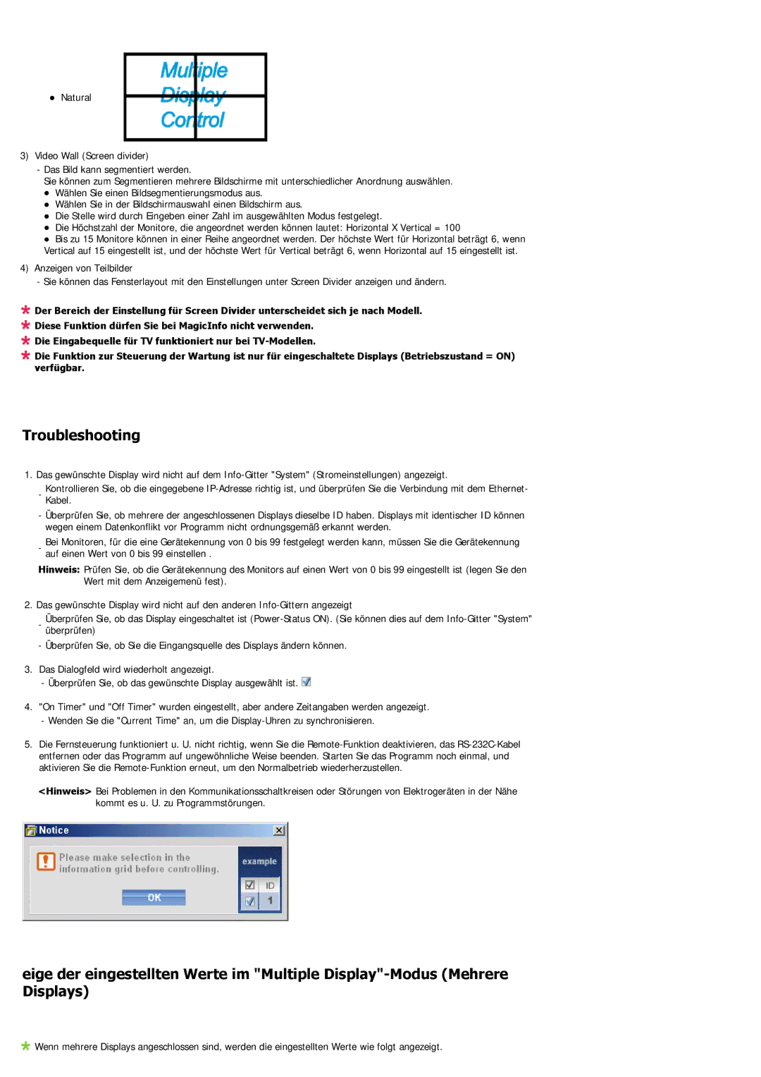 Samsung LH46LBPLBC/EN, LH40LBTLBC/EN, LH40LBPLBC/EN, LH55LBTLBC/EN, LH55LBPLBC/EN, LH46LBTLBC/EN manual Troubleshooting 