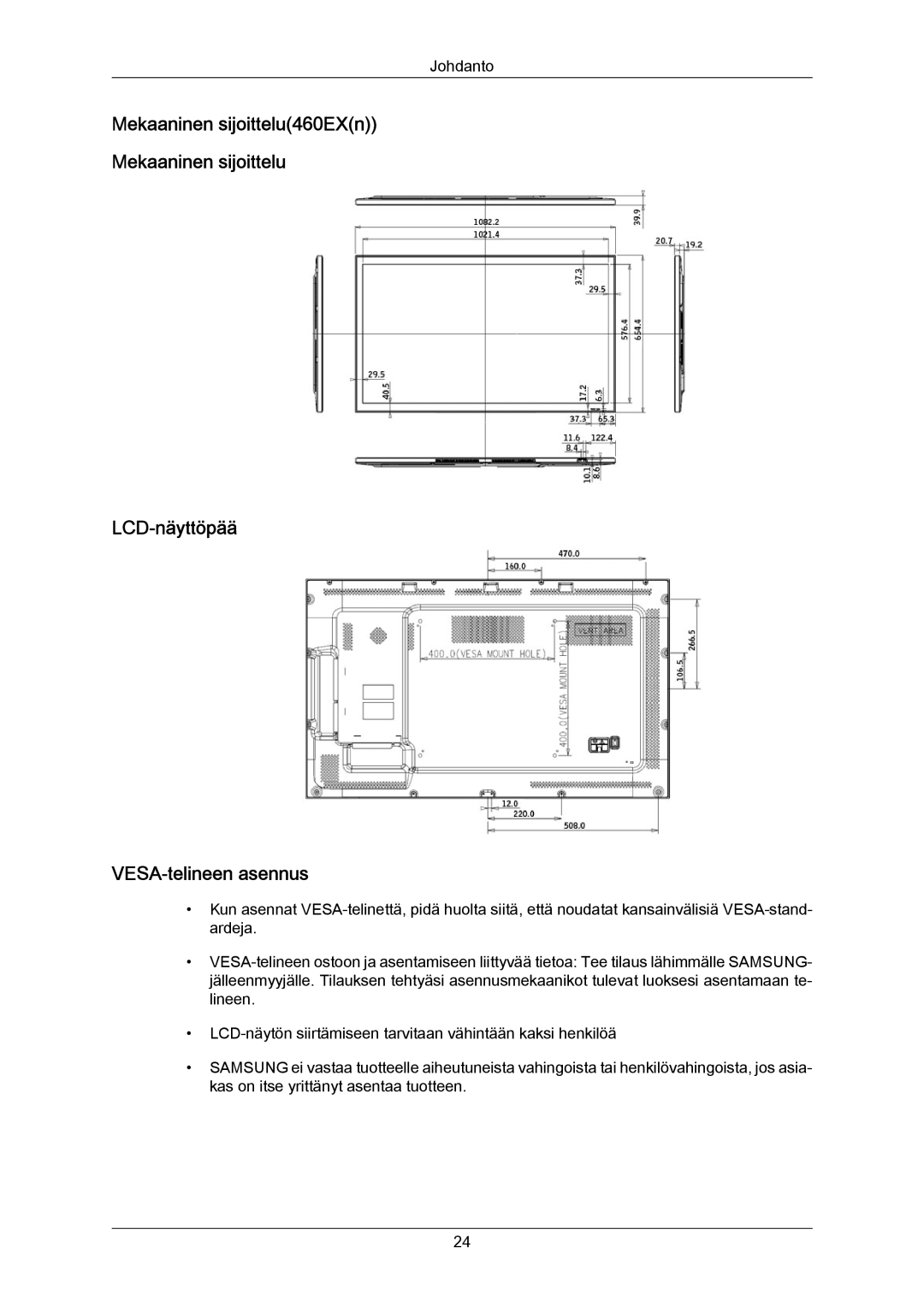 Samsung LH40LBPLBC/EN, LH40LBTLBC/EN, LH55LBTLBC/EN, LH55LBPLBC/EN, LH46LBTLBC/EN, LH46LBPLBC/EN manual Johdanto 