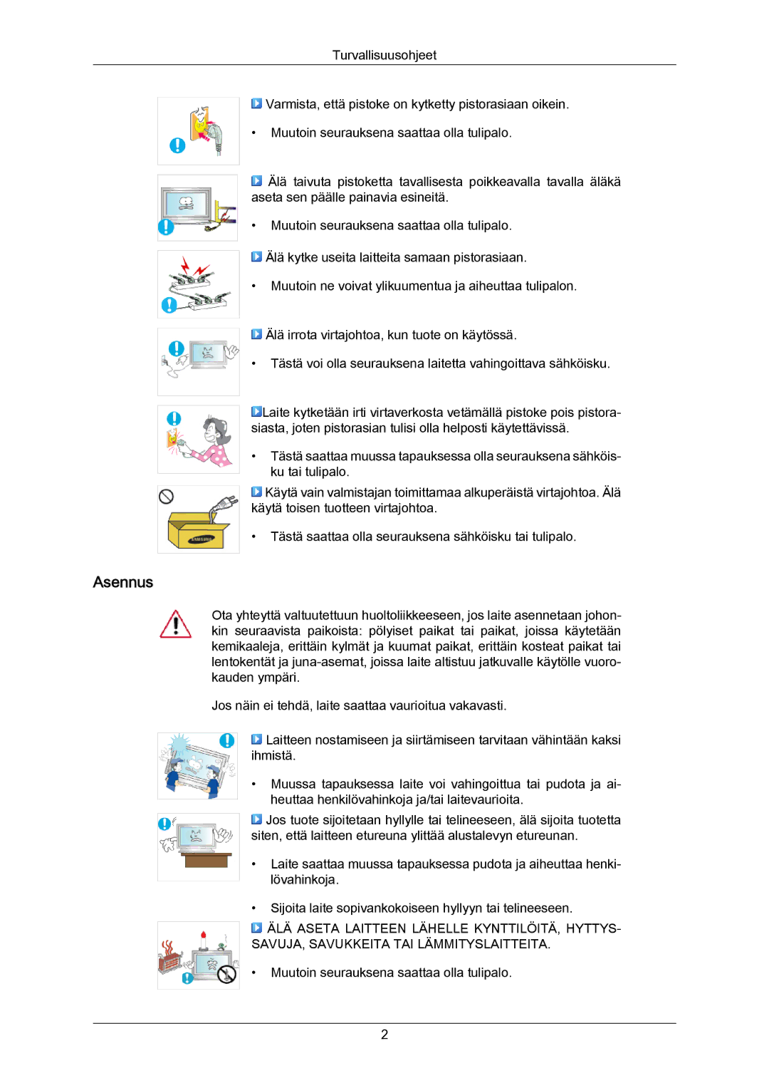 Samsung LH55LBPLBC/EN, LH40LBTLBC/EN, LH40LBPLBC/EN, LH55LBTLBC/EN, LH46LBTLBC/EN, LH46LBPLBC/EN manual Asennus 