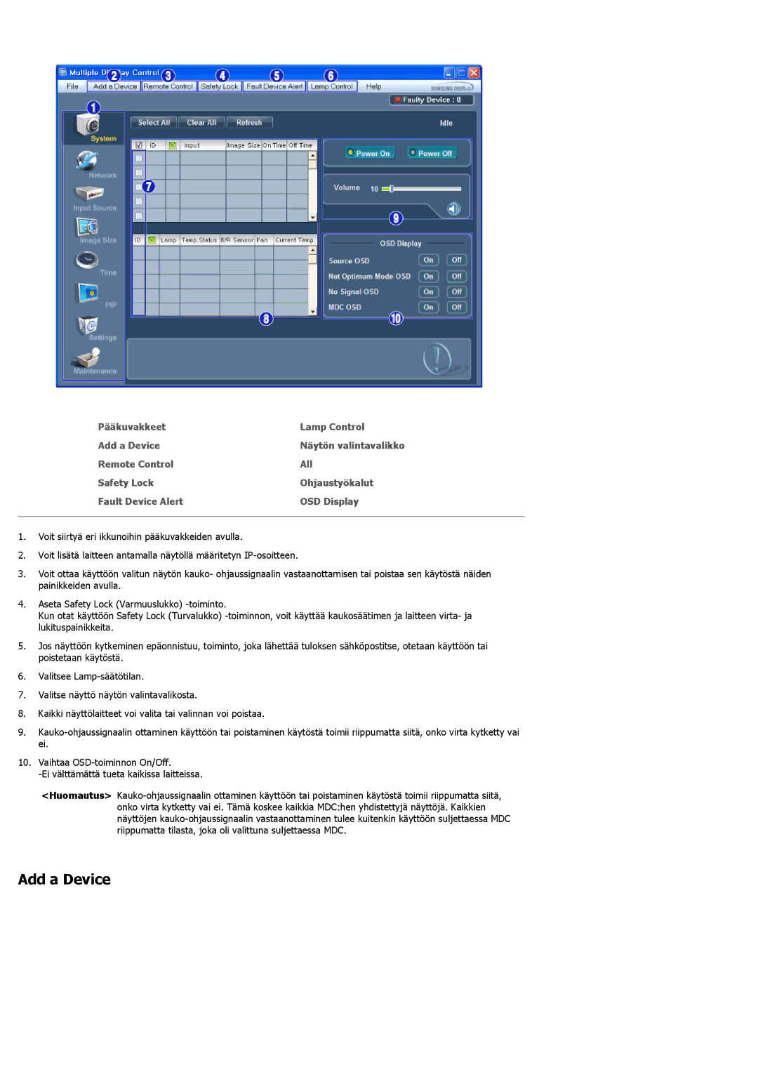 Samsung LH46LBTLBC/EN, LH40LBTLBC/EN, LH40LBPLBC/EN, LH55LBTLBC/EN, LH55LBPLBC/EN, LH46LBPLBC/EN manual Add a Device 