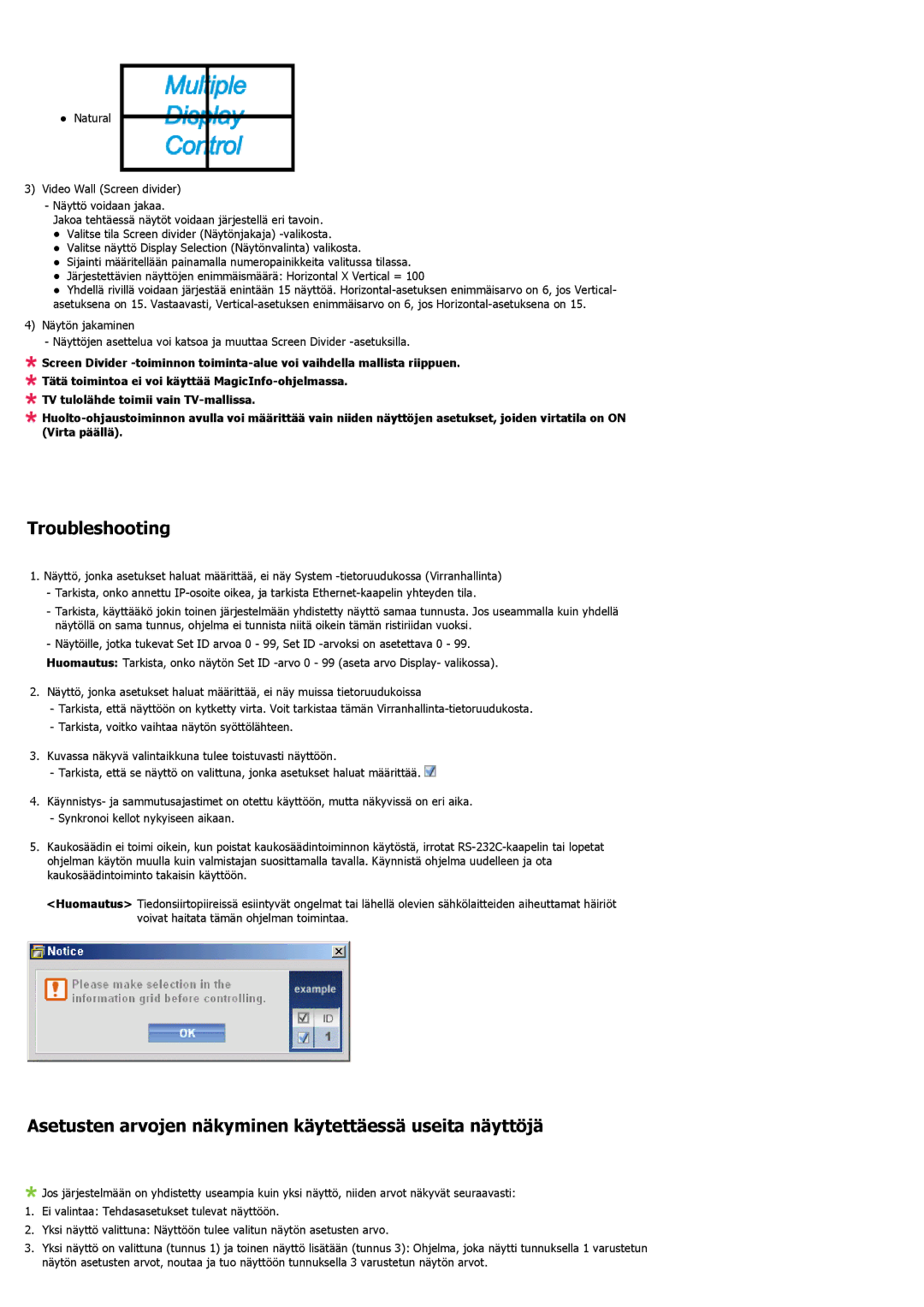 Samsung LH46LBTLBC/EN, LH40LBTLBC/EN, LH40LBPLBC/EN, LH55LBTLBC/EN, LH55LBPLBC/EN, LH46LBPLBC/EN manual Troubleshooting 