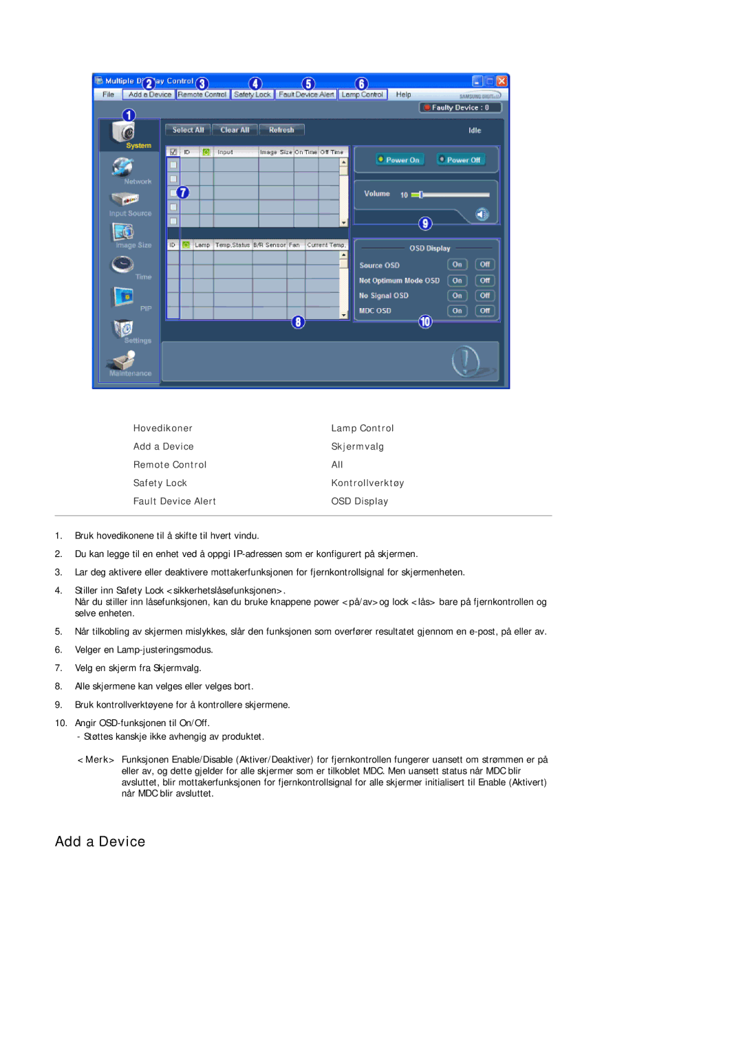 Samsung LH46LBTLBC/EN, LH40LBTLBC/EN, LH40LBPLBC/EN, LH55LBTLBC/EN, LH55LBPLBC/EN, LH46LBPLBC/EN manual Add a Device 