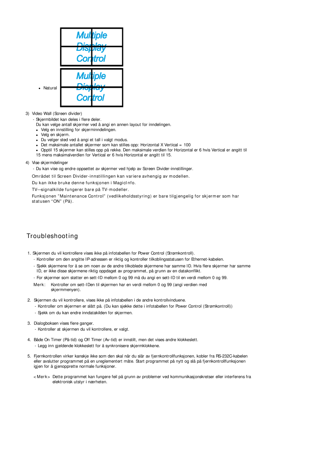 Samsung LH46LBTLBC/EN, LH40LBTLBC/EN, LH40LBPLBC/EN, LH55LBTLBC/EN, LH55LBPLBC/EN, LH46LBPLBC/EN manual Troubleshooting 