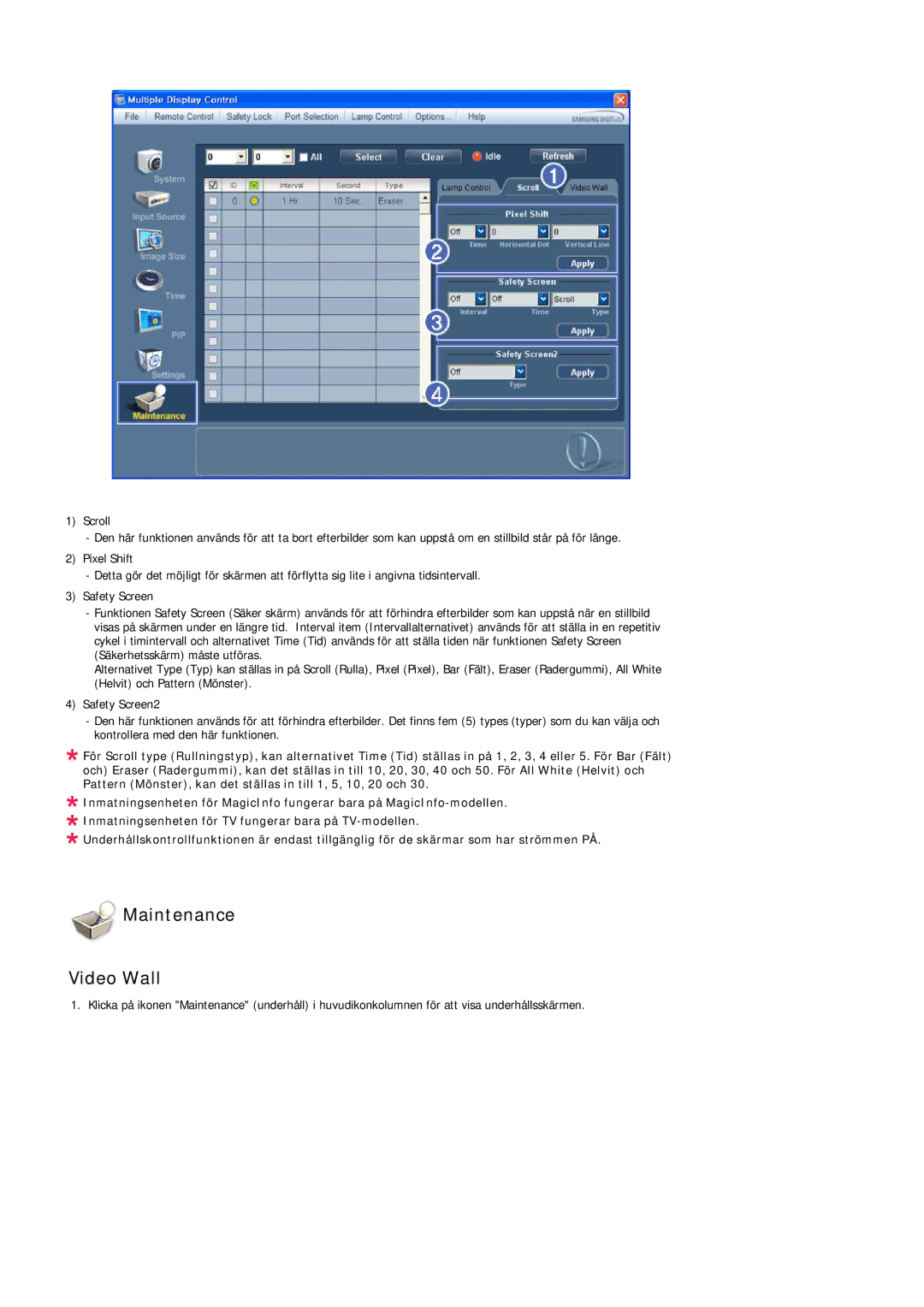 Samsung LH46LBTLBC/EN, LH40LBTLBC/EN, LH40LBPLBC/EN, LH55LBTLBC/EN, LH55LBPLBC/EN, LH46LBPLBC/EN manual Maintenance Video Wall 