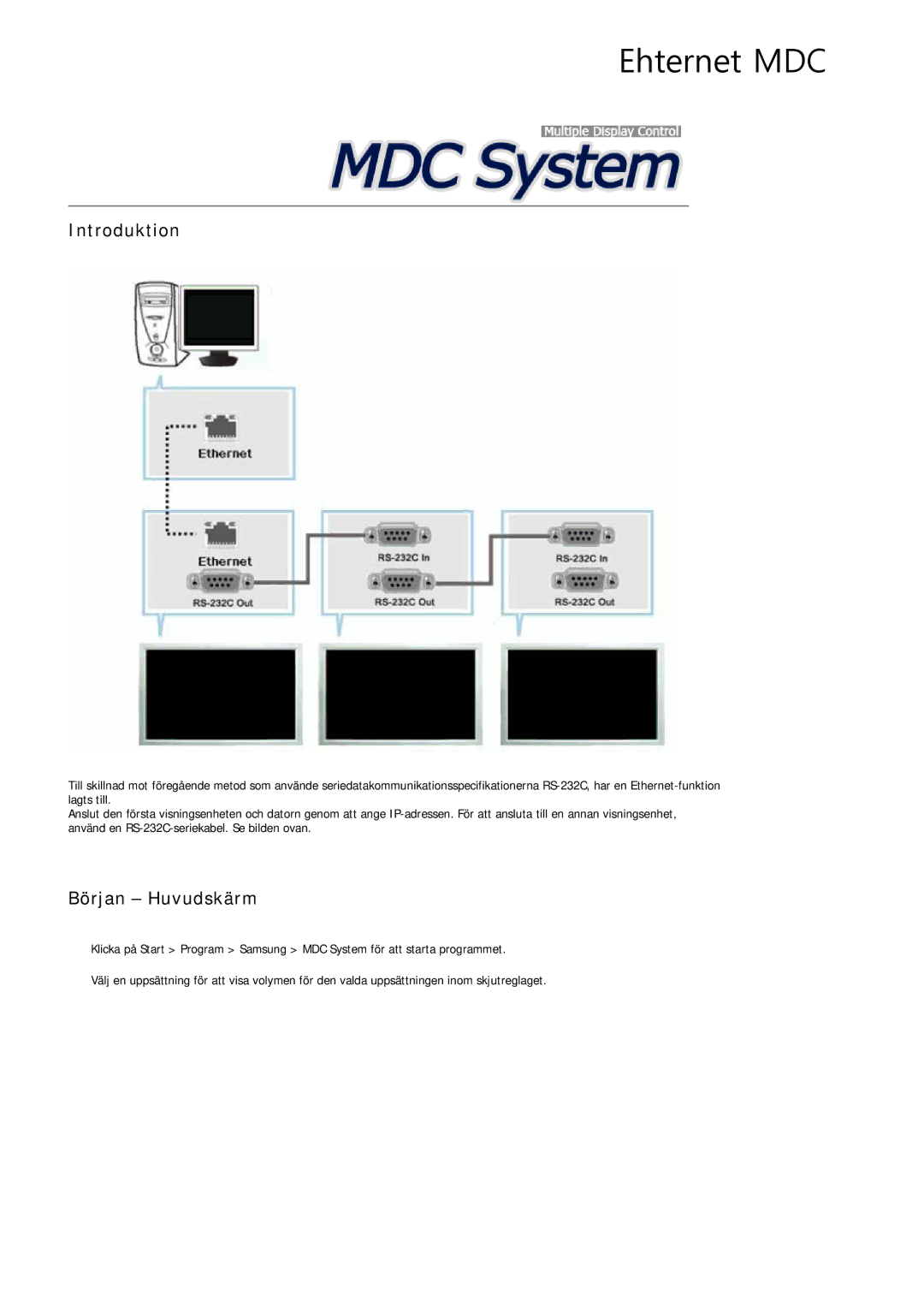 Samsung LH55LBTLBC/EN, LH40LBTLBC/EN, LH40LBPLBC/EN, LH55LBPLBC/EN, LH46LBTLBC/EN, LH46LBPLBC/EN manual Ehternet MDC 