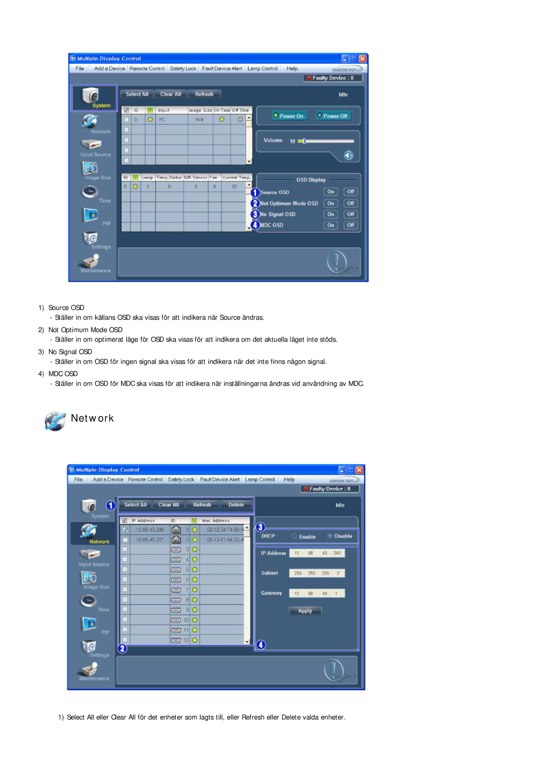 Samsung LH40LBTLBC/EN, LH40LBPLBC/EN, LH55LBTLBC/EN, LH55LBPLBC/EN, LH46LBTLBC/EN, LH46LBPLBC/EN manual Network 