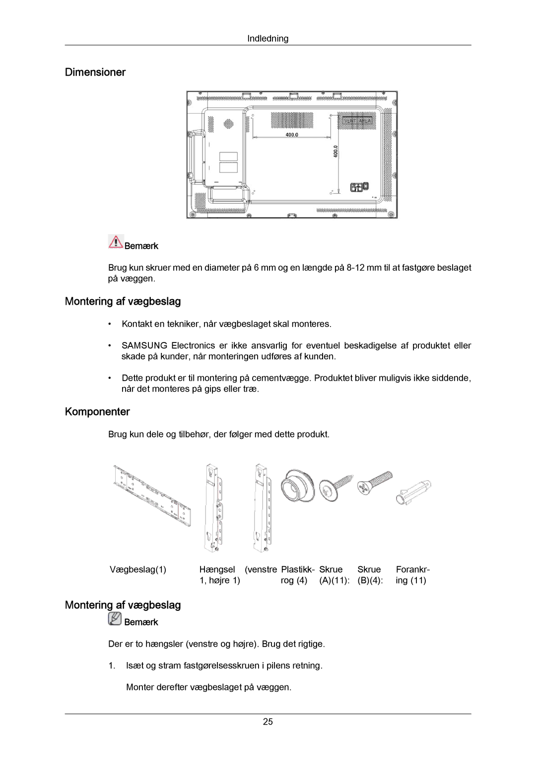 Samsung LH55LBTLBC/EN, LH40LBTLBC/EN, LH40LBPLBC/EN, LH55LBPLBC/EN, LH46LBTLBC/EN, LH46LBPLBC/EN manual Dimensioner 