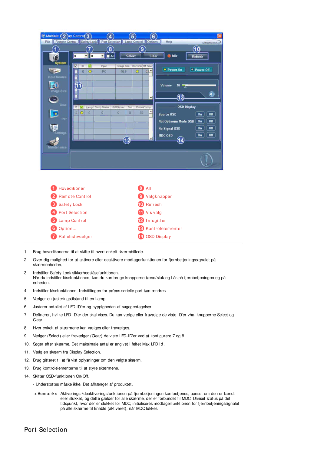 Samsung LH55LBTLBC/EN, LH40LBTLBC/EN, LH40LBPLBC/EN, LH55LBPLBC/EN, LH46LBTLBC/EN, LH46LBPLBC/EN manual Port Selection 