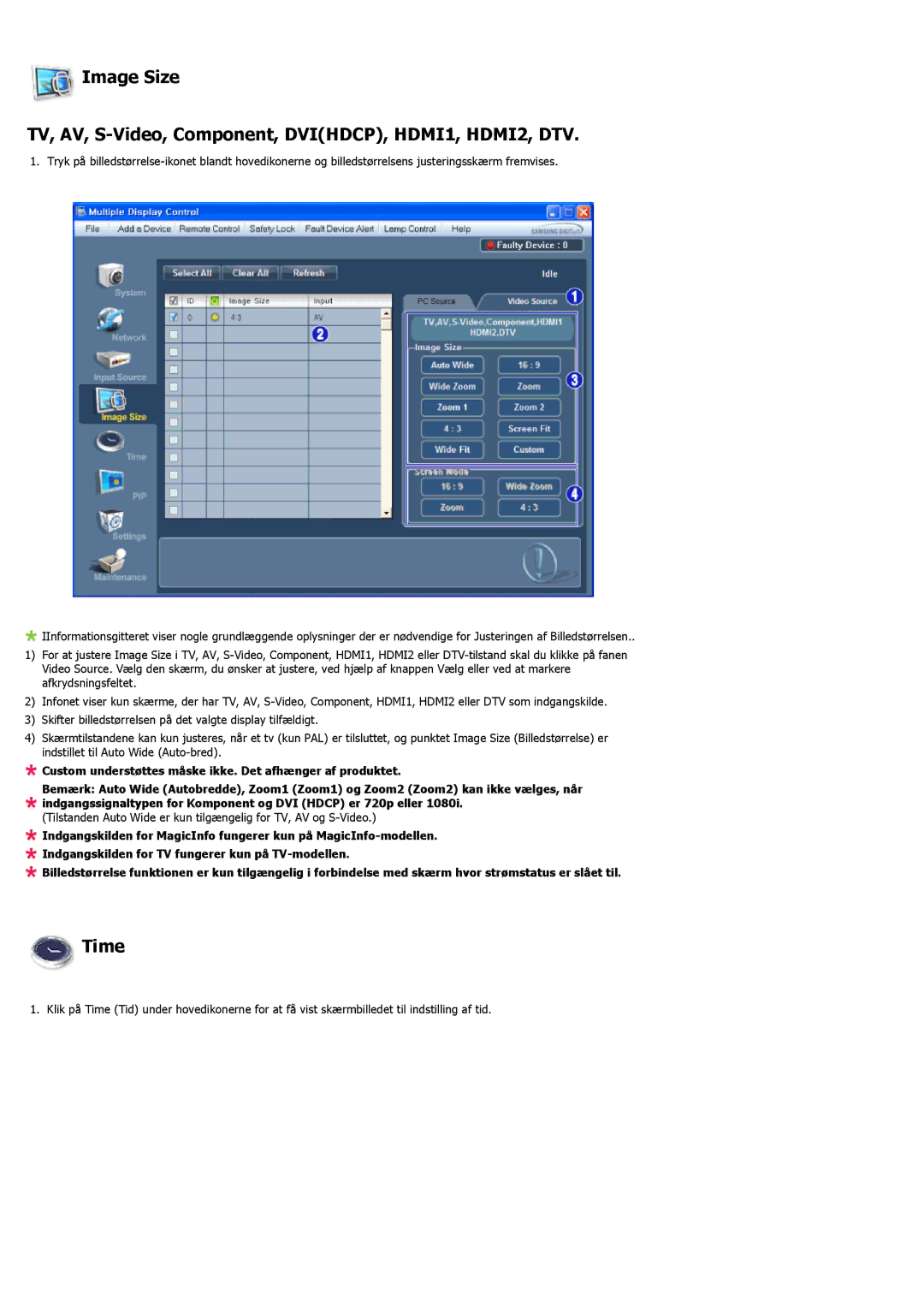 Samsung LH46LBPLBC/EN, LH40LBTLBC/EN, LH40LBPLBC/EN, LH55LBTLBC/EN, LH55LBPLBC/EN, LH46LBTLBC/EN manual Time 