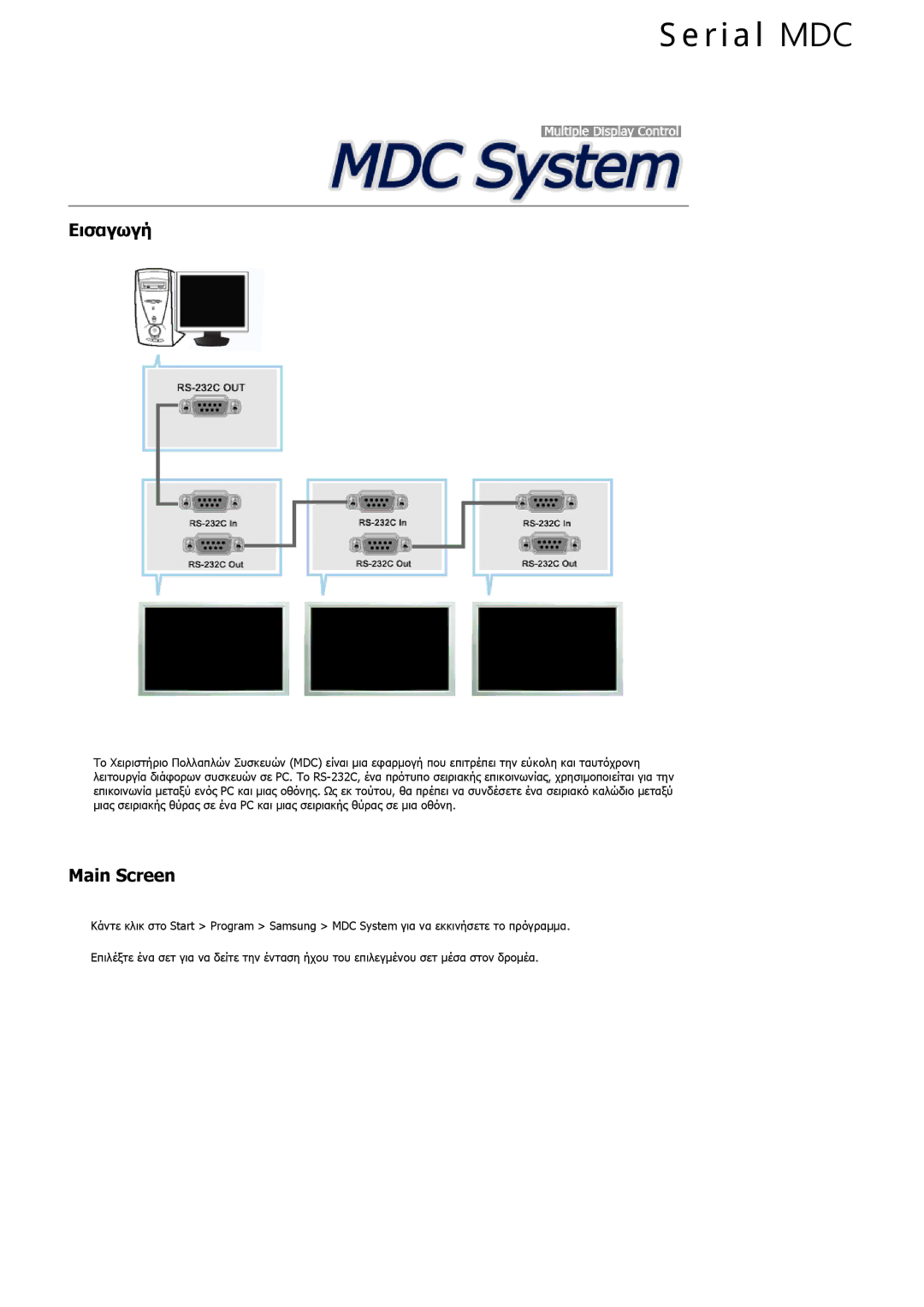 Samsung LH40LBTLBC/EN, LH55LBTLBC/EN manual Εισαγωγή, Main Screen 