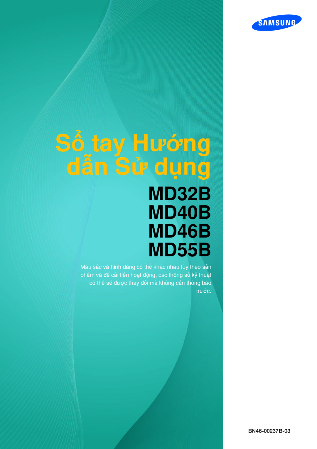 Samsung LH55MDBPLGC/XY, LH40MDBPLGC/XY, LH40MDBPLGC/XS manual Sổ tay Hướng dẫn Sử dụng 