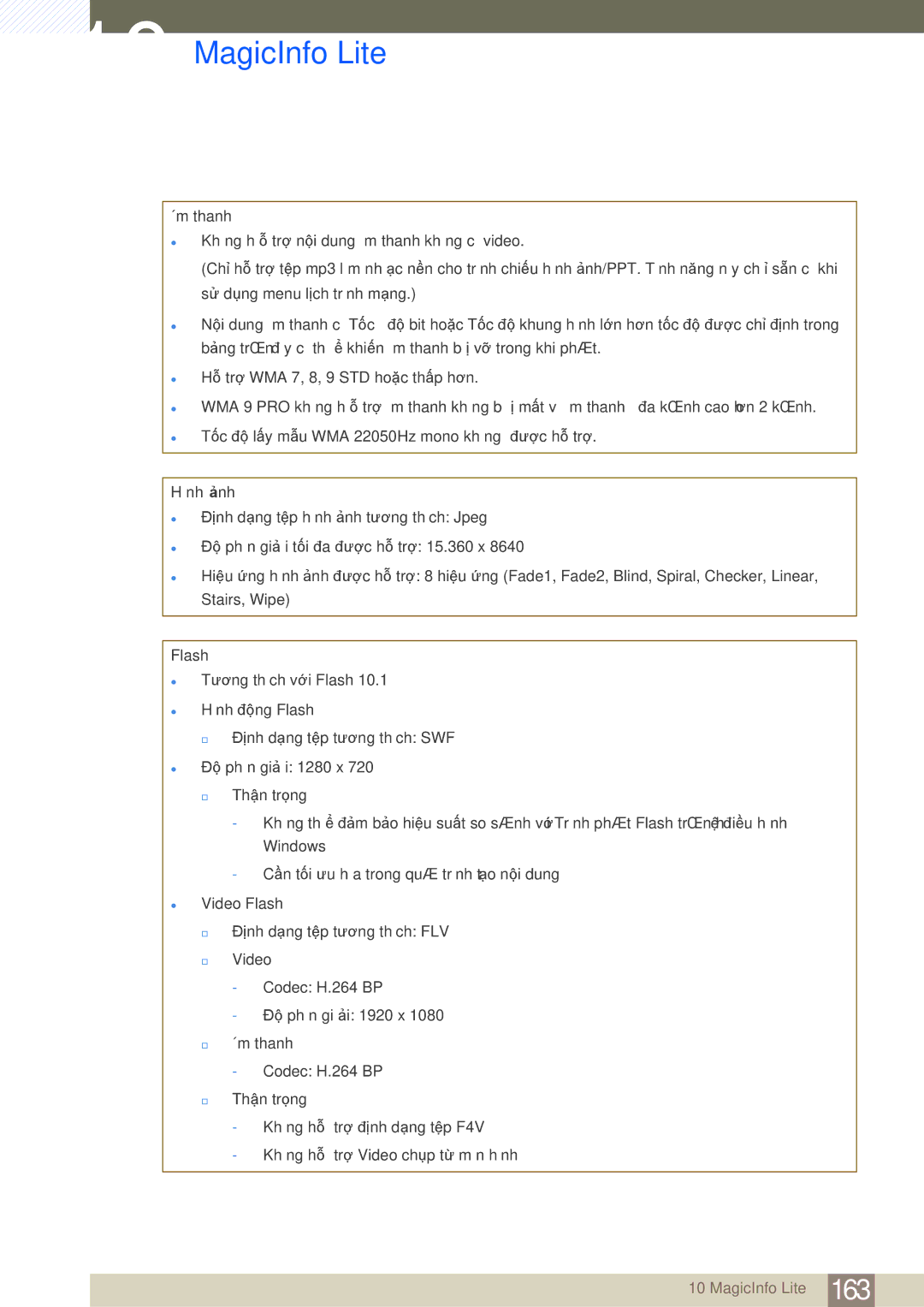 Samsung LH55MDBPLGC/XY, LH40MDBPLGC/XY, LH40MDBPLGC/XS manual Âm thanh, Hình ảnh, Flash 