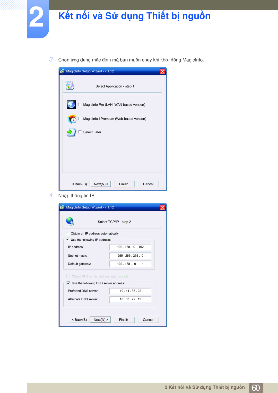 Samsung LH40MDBPLGC/XY, LH55MDBPLGC/XY, LH40MDBPLGC/XS manual Nhập thông tin IP 