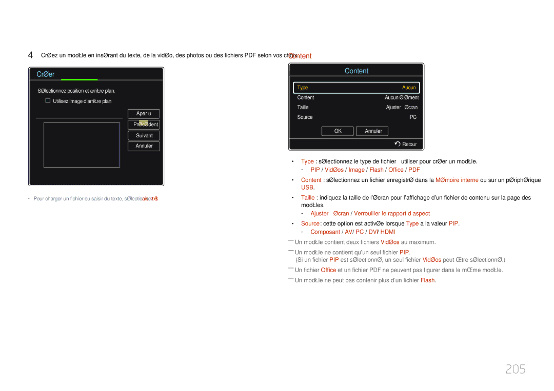 Samsung LH55MDCPLGC/EN, LH40MDCPLGC/EN, LH32MDCPLGC/EN manual 205, Ajuster à écran / Verrouiller le rapport d’aspect 