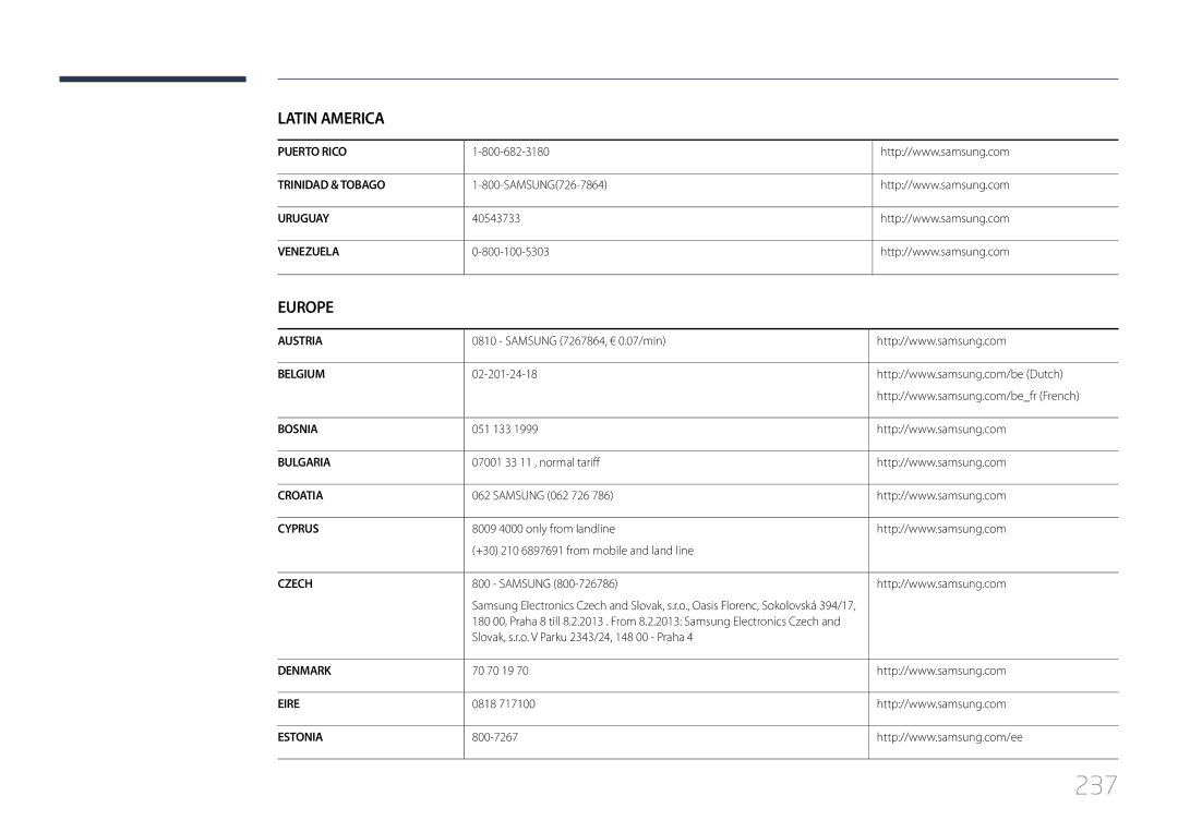 Samsung LH55MDCPLGC/EN, LH40MDCPLGC/EN, LH32MDCPLGC/EN, LH46MDCPLGC/EN manual 237 