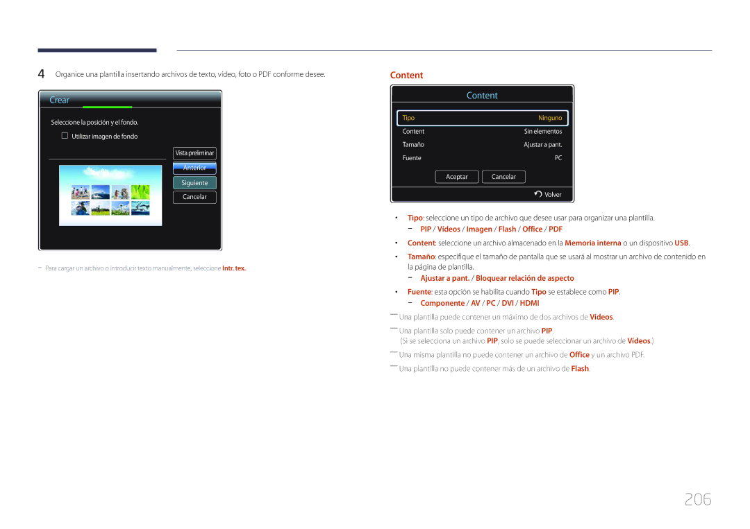 Samsung LH32MDCPLGC/EN, LH40MDCPLGC/EN, LH55MDCPLGC/EN, LH46MDCPLGC/EN 206, Ajustar a pant. / Bloquear relación de aspecto 