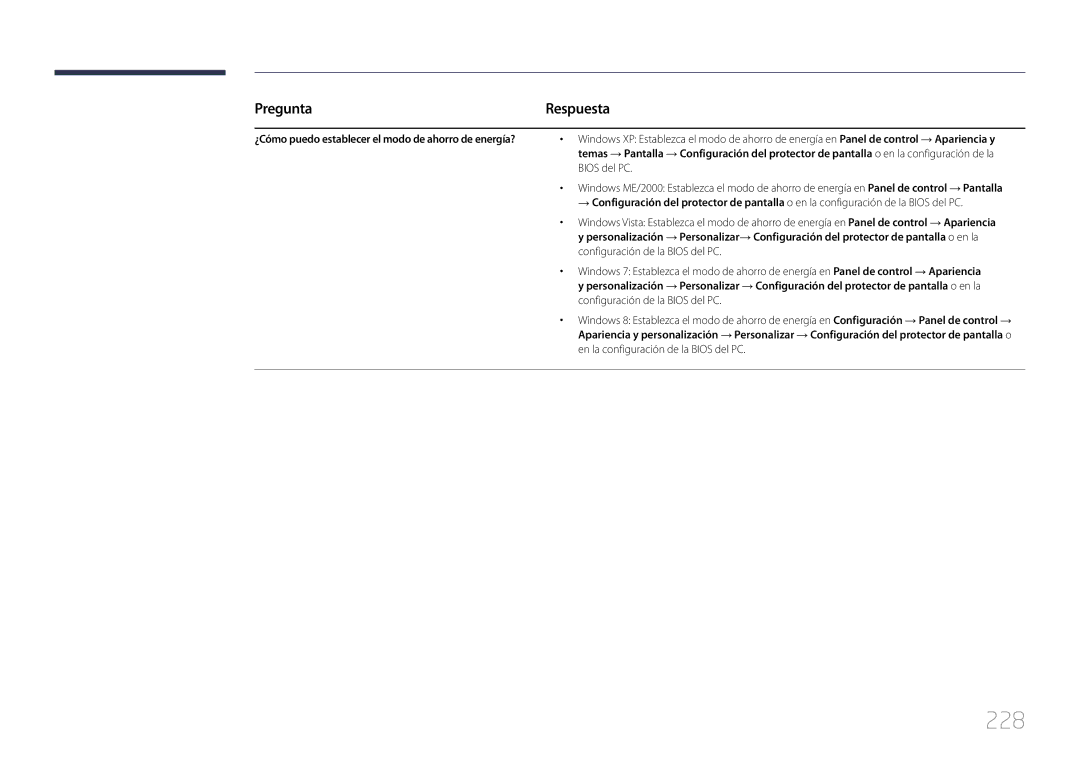 Samsung LH40MDCPLGC/EN, LH55MDCPLGC/EN, LH32MDCPLGC/EN, LH46MDCPLGC/EN manual 228, Pregunta 