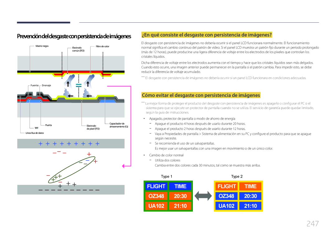 Samsung LH46MDCPLGC/EN, LH40MDCPLGC/EN, LH55MDCPLGC/EN manual 247, Cómo evitar el desgaste con persistencia de imágenes 