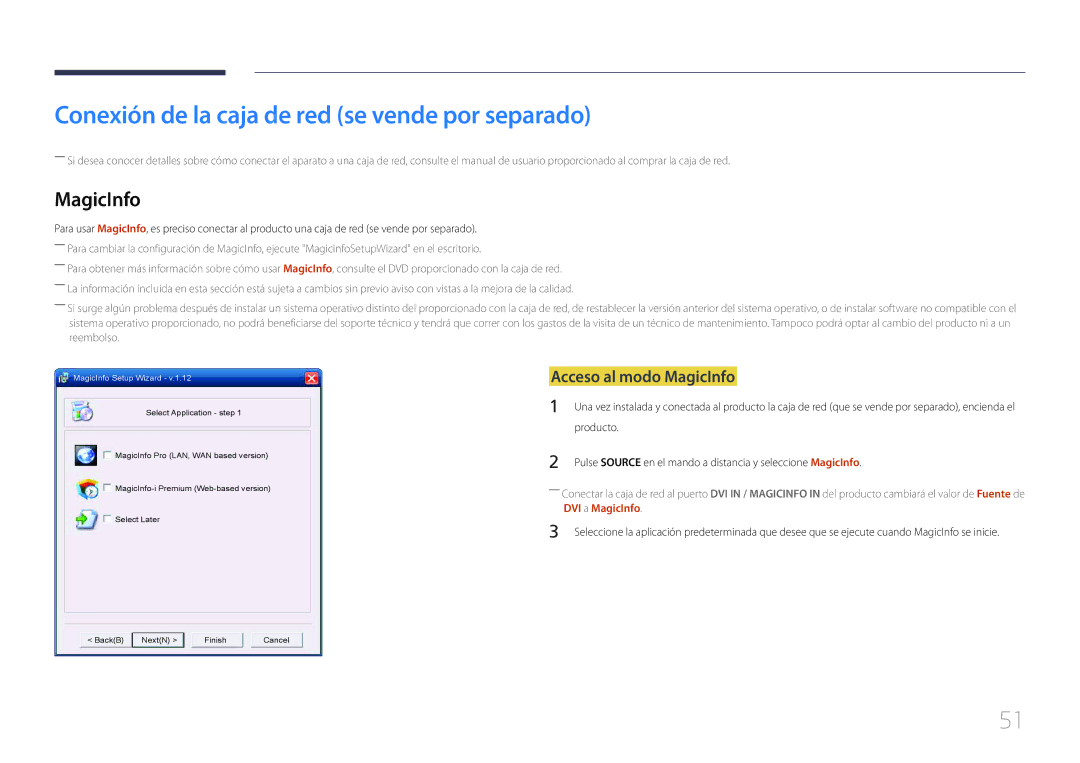 Samsung LH46MDCPLGC/EN manual Conexión de la caja de red se vende por separado, Acceso al modo MagicInfo, Producto 