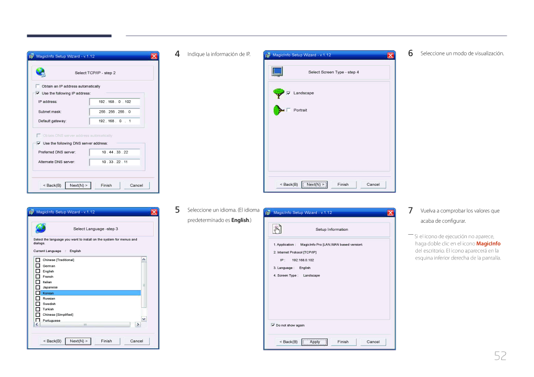 Samsung LH40MDCPLGC/EN, LH55MDCPLGC/EN, LH32MDCPLGC/EN Indique la información de IP, Seleccione un modo de visualización 