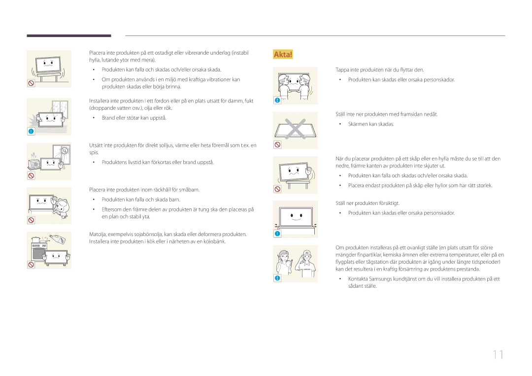 Samsung LH46MDCPLGC/EN, LH40MDCPLGC/EN, LH55MDCPLGC/EN, LH32MDCPLGC/EN manual En plan och stabil yta 