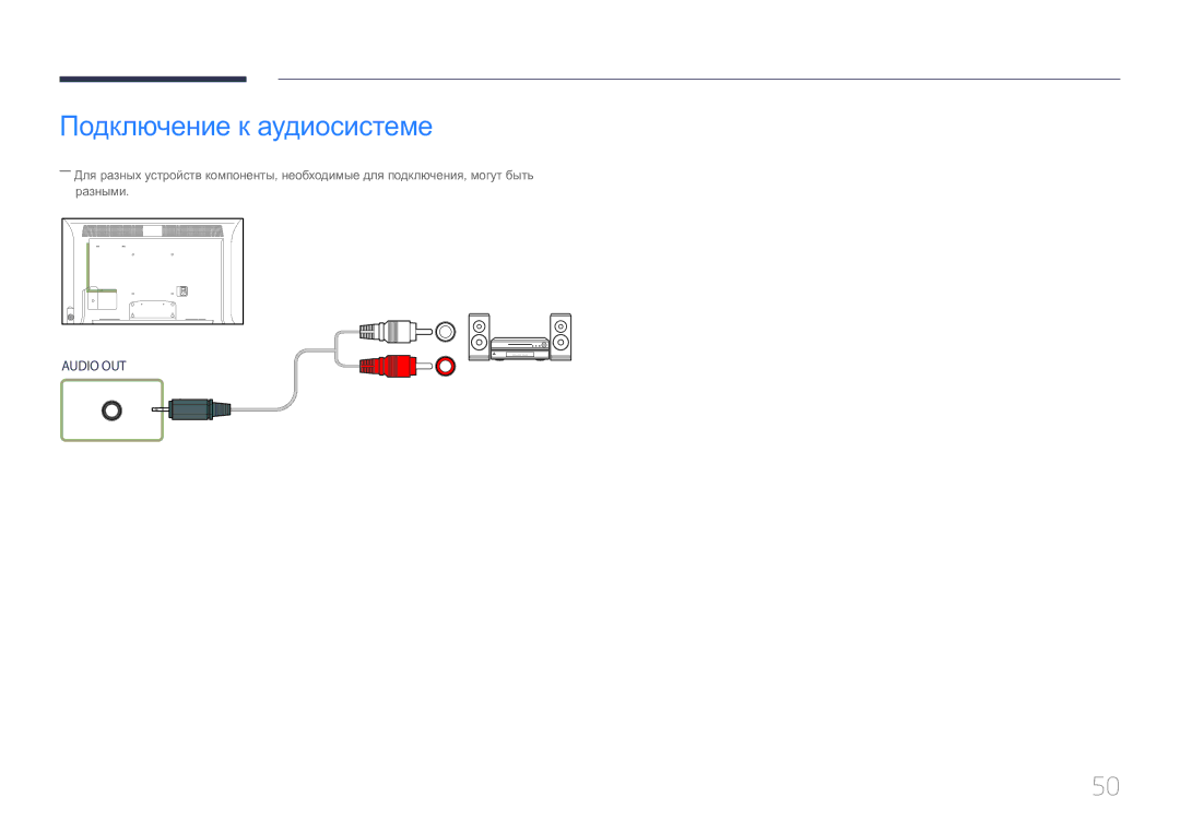 Samsung LH32MDCPLGC/EN, LH40MDCPLGC/EN, LH55MDCPLGC/EN, LH46MDCPLGC/EN manual Подключение к аудиосистеме 