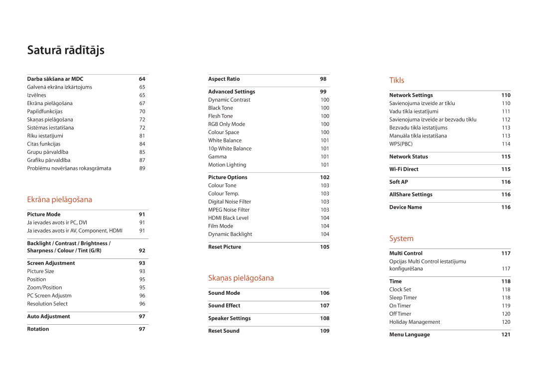 Samsung LH46MDCPLGC/EN, LH40MDCPLGC/EN, LH55MDCPLGC/EN, LH32MDCPLGC/EN manual Skaņas pielāgošana 