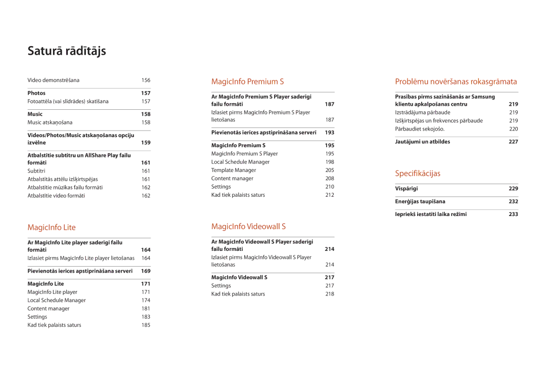 Samsung LH55MDCPLGC/EN, LH40MDCPLGC/EN, LH32MDCPLGC/EN, LH46MDCPLGC/EN manual Specifikācijas 