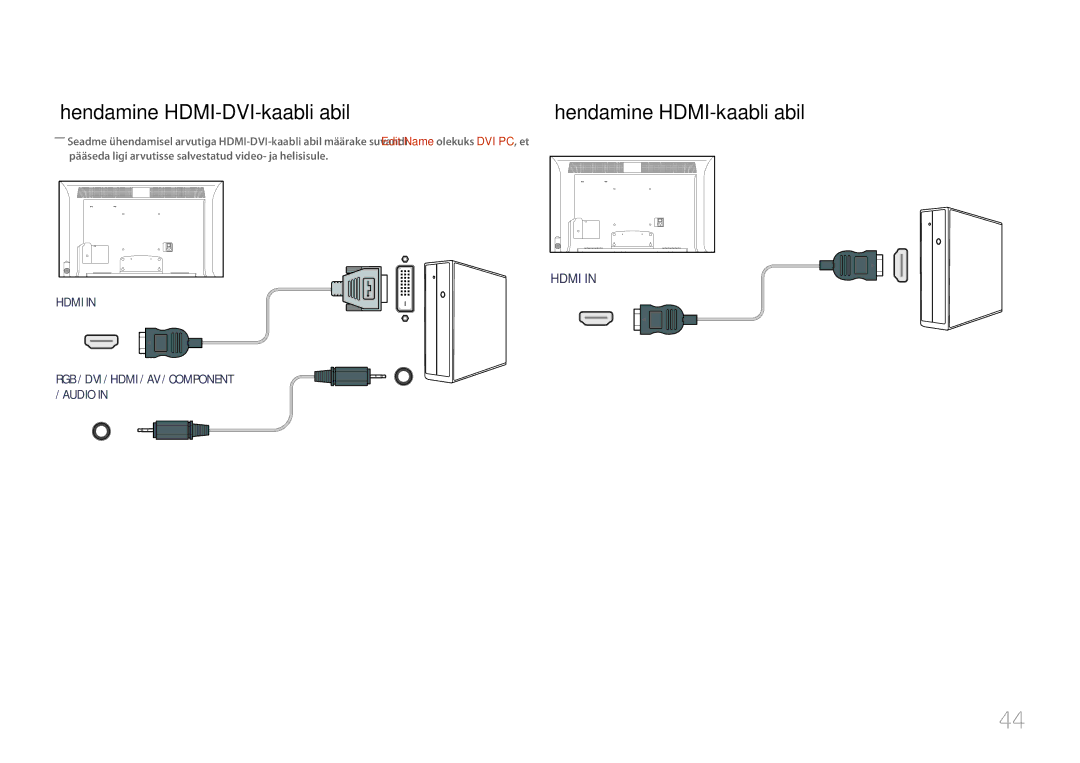 Samsung LH40MDCPLGC/EN, LH55MDCPLGC/EN, LH32MDCPLGC/EN manual Ühendamine HDMI-DVI-kaabli abil, Ühendamine HDMI-kaabli abil 