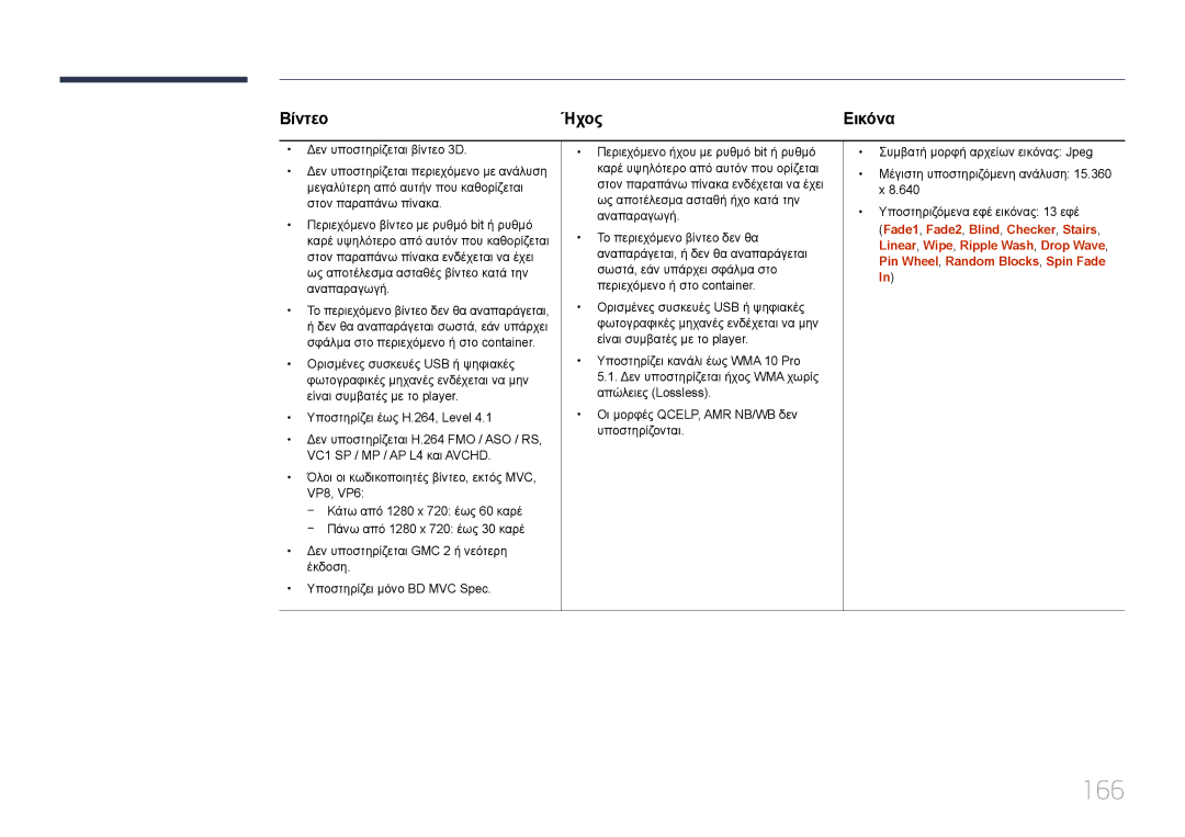 Samsung LH32MDCPLGC/EN, LH40MDCPLGC/EN, LH55MDCPLGC/EN, LH46MDCPLGC/EN manual 166, Βίντεο Ήχος 