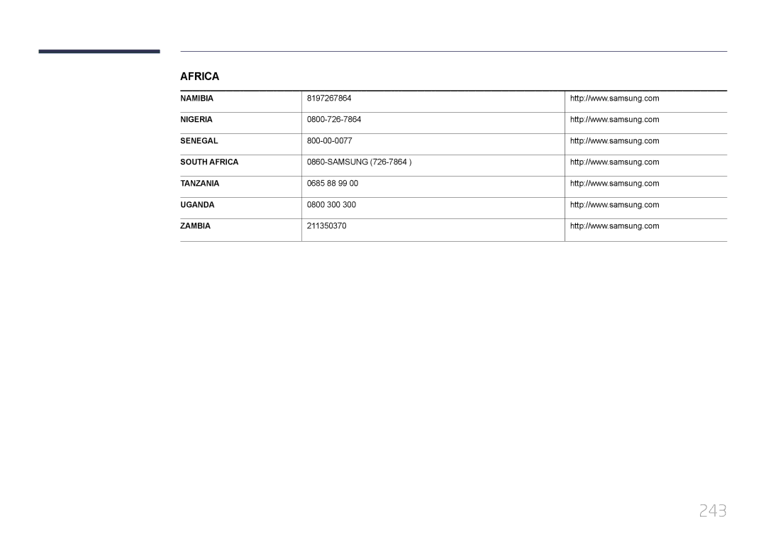 Samsung LH46MDCPLGC/EN, LH40MDCPLGC/EN, LH55MDCPLGC/EN, LH32MDCPLGC/EN manual 243 