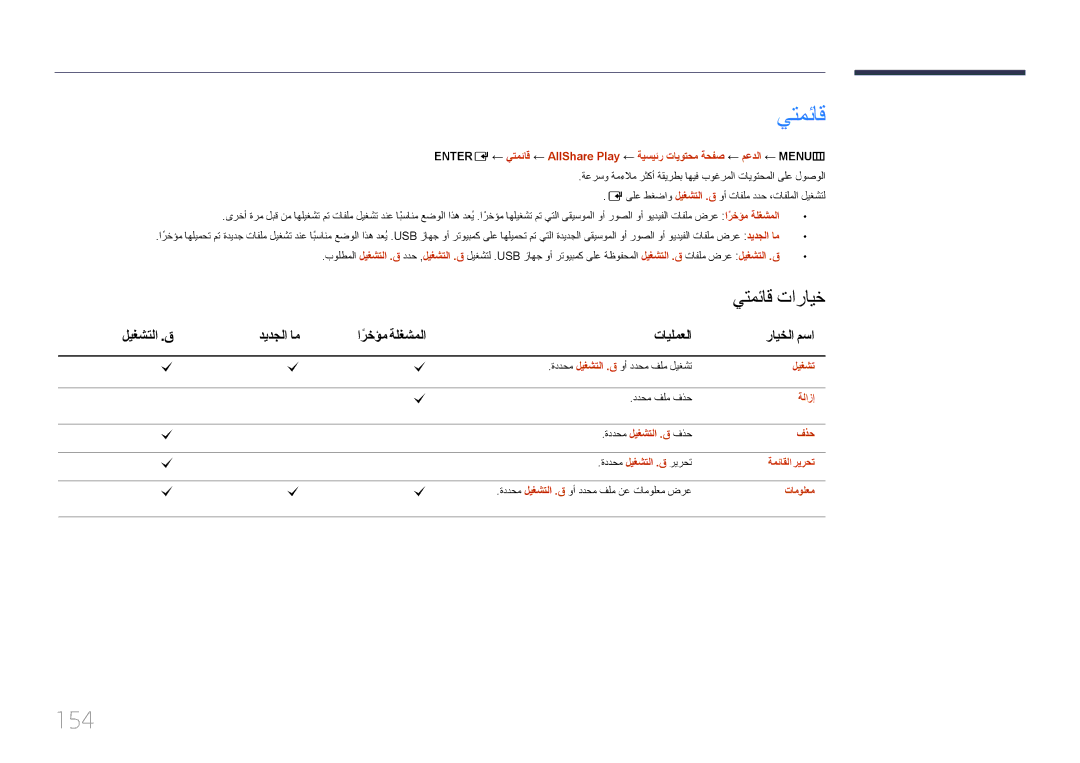 Samsung LH46MDCPLGC/NG, LH40MDCPLGC/HD, LH40MDCPLGC/NG, LH32MDCPLGC/UE يتمئاق, 154, ليغشتلا .ق, ارخؤمً, تايلمعلا رايخلا مسا 