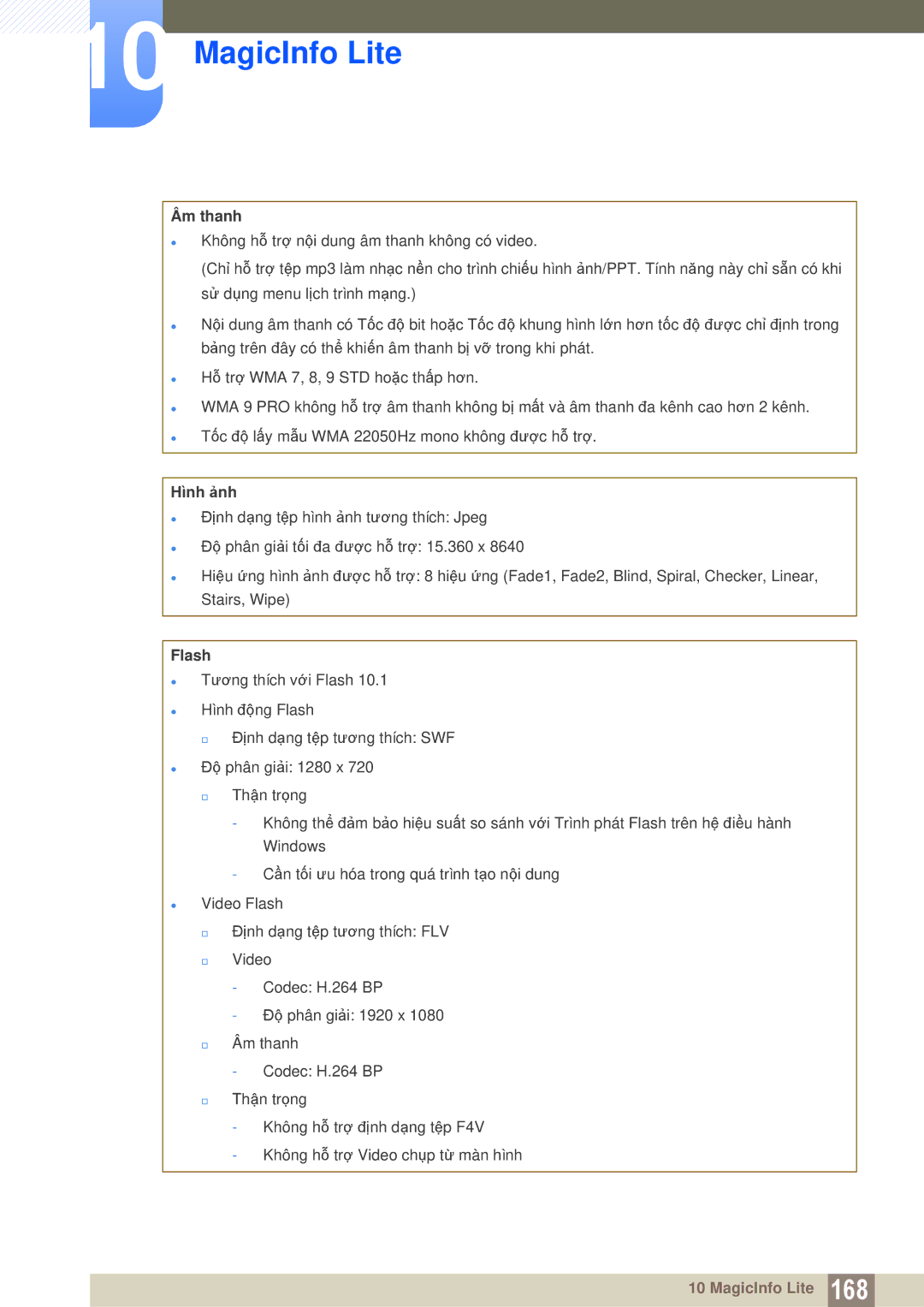 Samsung LH40MEBPLGC/XY, LH46MEBPLGC/XY, LH55MEBPLGC/XY, LH55MEBPLGC/XS, LH55UEAPLGC/XY manual Âm thanh, Hình ảnh, Flash 