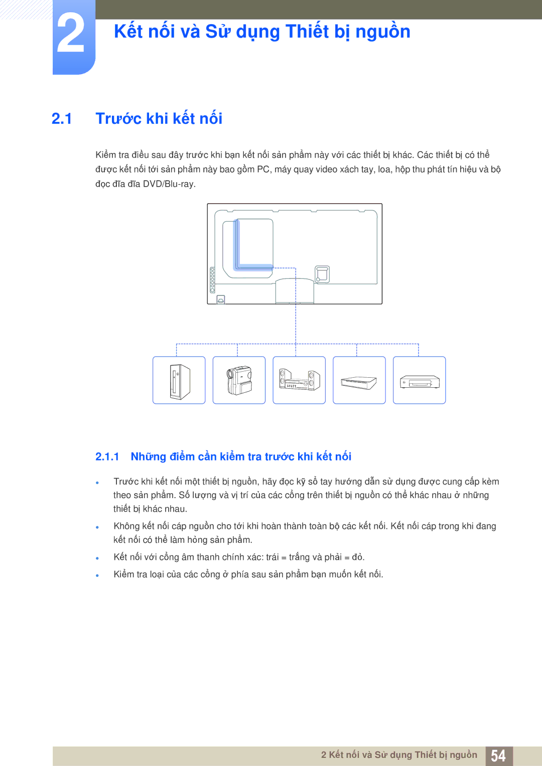 Samsung LH32MEBPLGC/XY Kết nối và Sử dụng Thiết bị nguồn, Trước khi kết nối, 1 Những điểm cần kiểm tra trước khi kết nối 