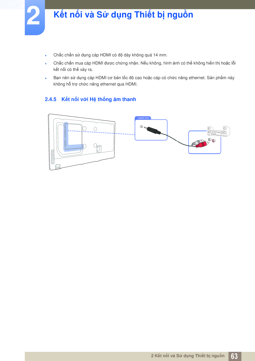 Samsung LH40MEBPLGC/XY, LH46MEBPLGC/XY, LH55MEBPLGC/XY, LH55MEBPLGC/XS, LH55UEAPLGC/XY manual 5 Kết nối với Hệ thống âm thanh 