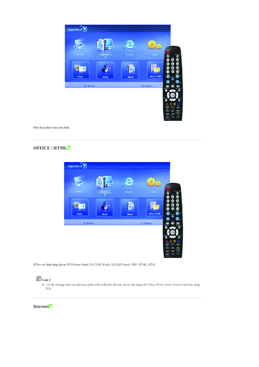 Samsung LH46MGPLBC/XV, LH40MGPLBC/XV, LH40MGTLBC/XV, LH46MGTLBC/XV manual Office / Html, Internet 