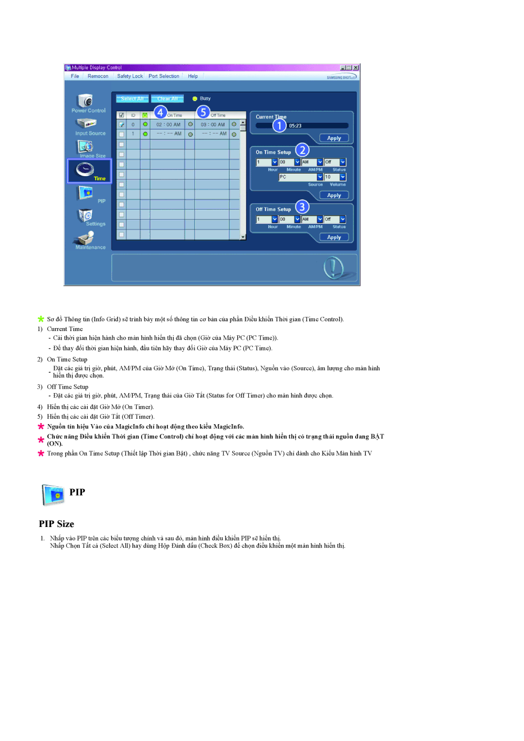 Samsung LH46MGPLBC/XV, LH40MGPLBC/XV, LH40MGTLBC/XV, LH46MGTLBC/XV manual Pip, PIP Size 